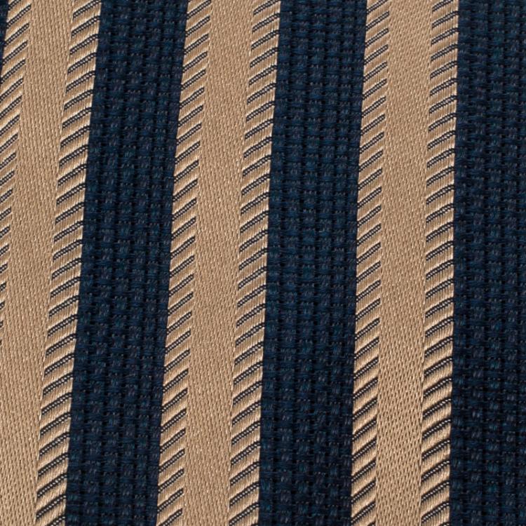 Pre Owned Ermenegildo Zegna Couture Navy Blue and Beige Textured Striped Silk Tie