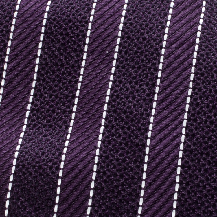 Pre Owned Ermenegildo Zegna Purple Diagonal Striped Silk Jacquard Tie