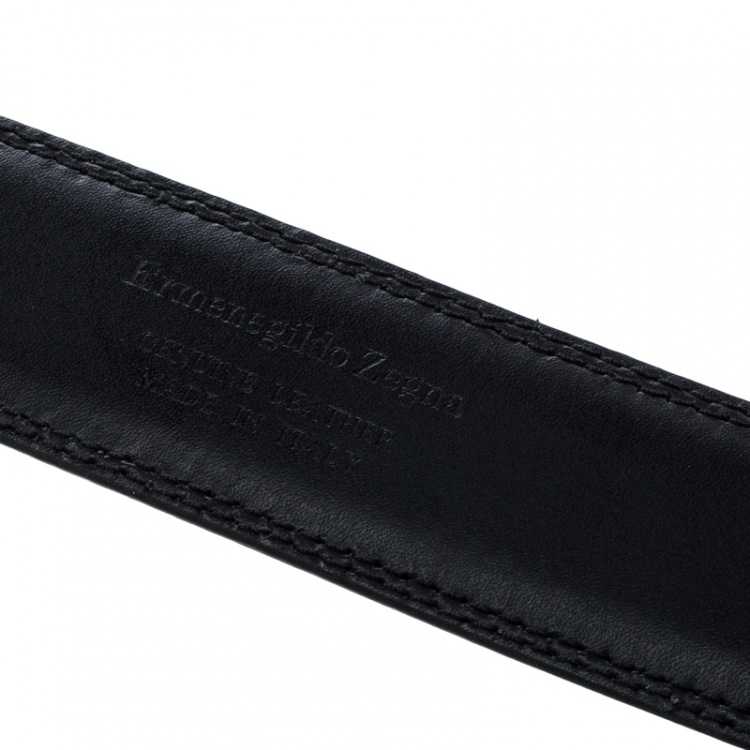 Pre Owned Ermenegildo Zegna Black Leather Belt 90cm