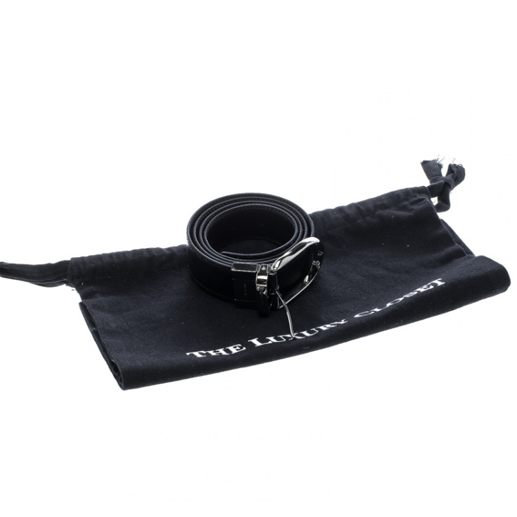 Pre Owned Ermenegildo Zegna Black Leather Belt 90cm