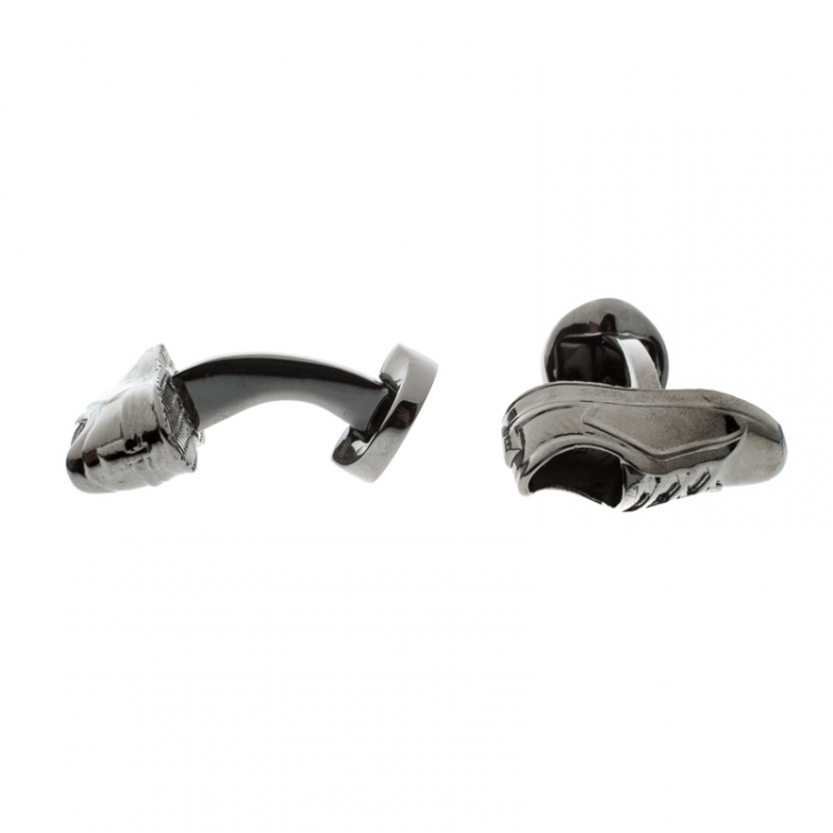 Pre Owned Ermengildo Zegna 3D Sneaker Gunmetal Tone Cufflinks