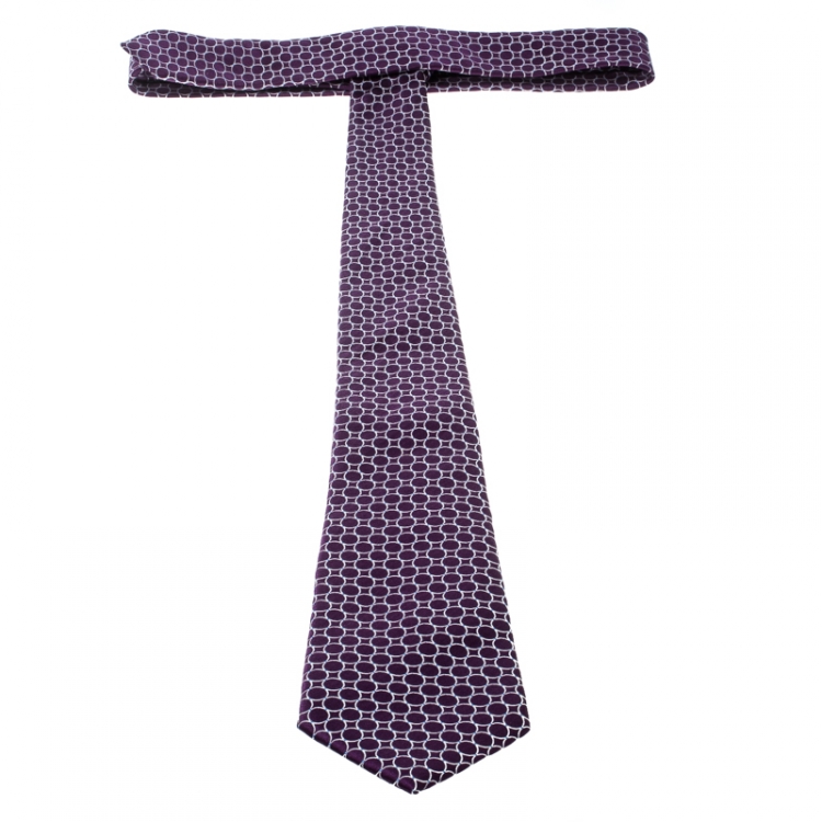 مملوكة مسبقًا Ermenegildo Zegna Purple Circle Embroidered Silk Tie