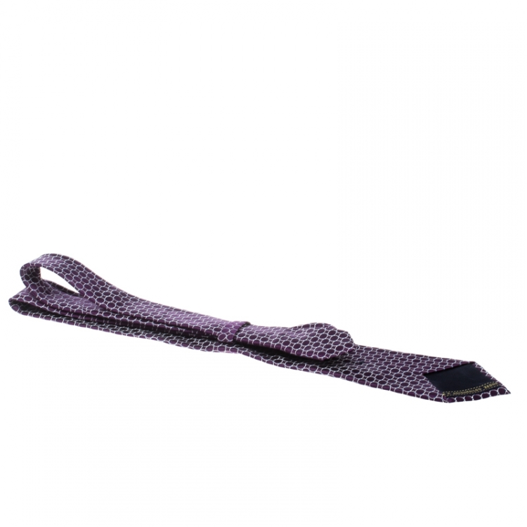 مملوكة مسبقًا Ermenegildo Zegna Purple Circle Embroidered Silk Tie