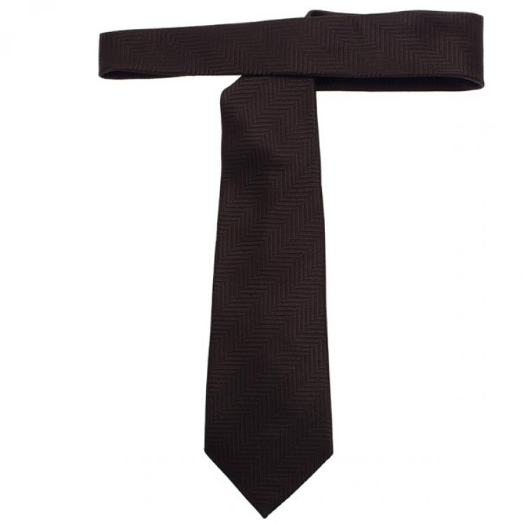 Pre Owned Ermenegildo Zegna Brown Silk Tie