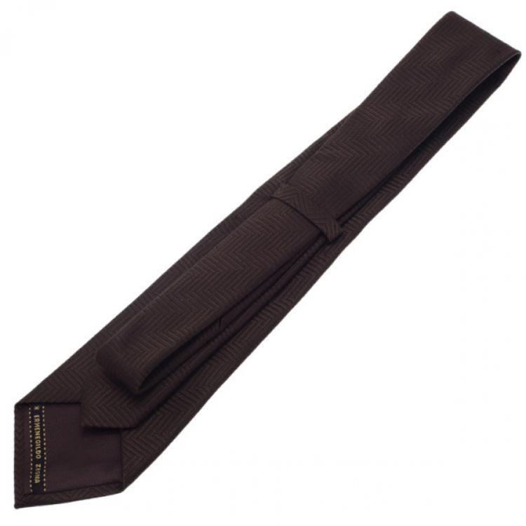 Pre Owned Ermenegildo Zegna Brown Silk Tie