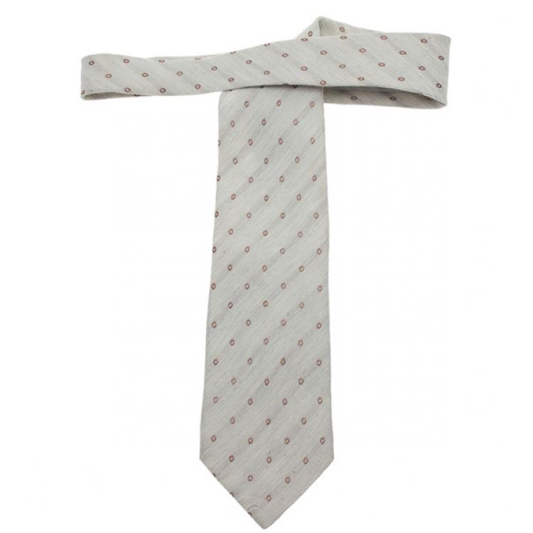 Pre Owned Ermenegildo Zegna Grey Polka Dot Tie