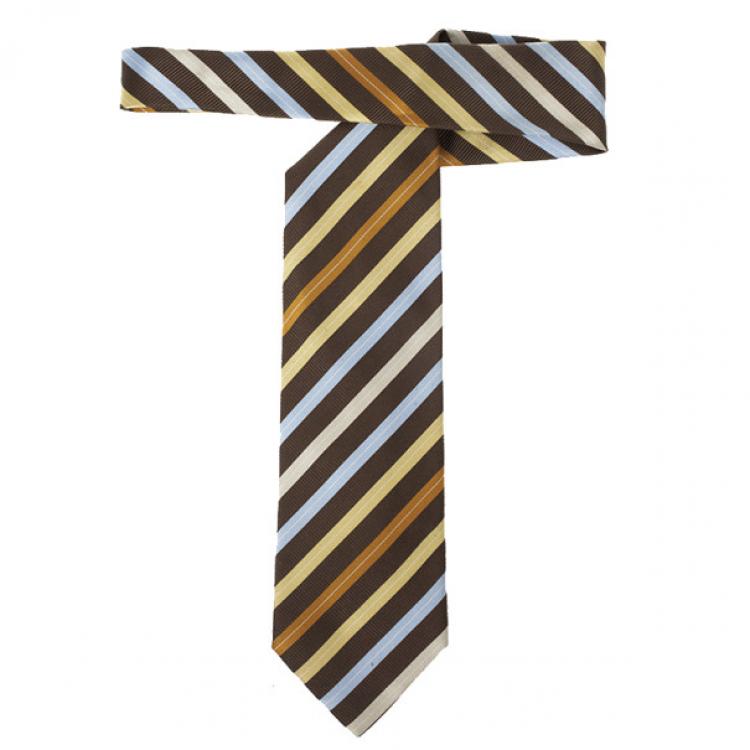 Pre Owned Ermenegildo Zegna Striped Silk Tie