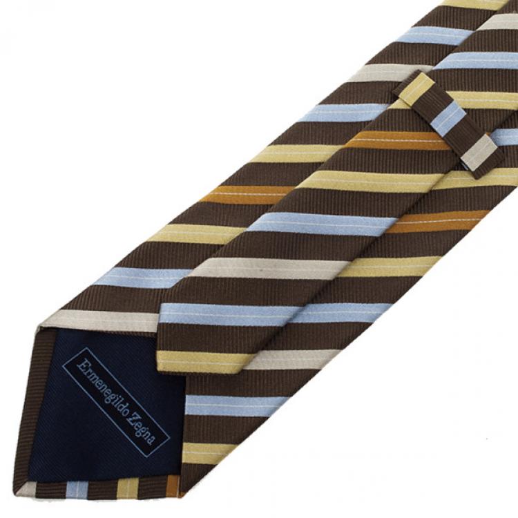 Pre Owned Ermenegildo Zegna Striped Silk Tie