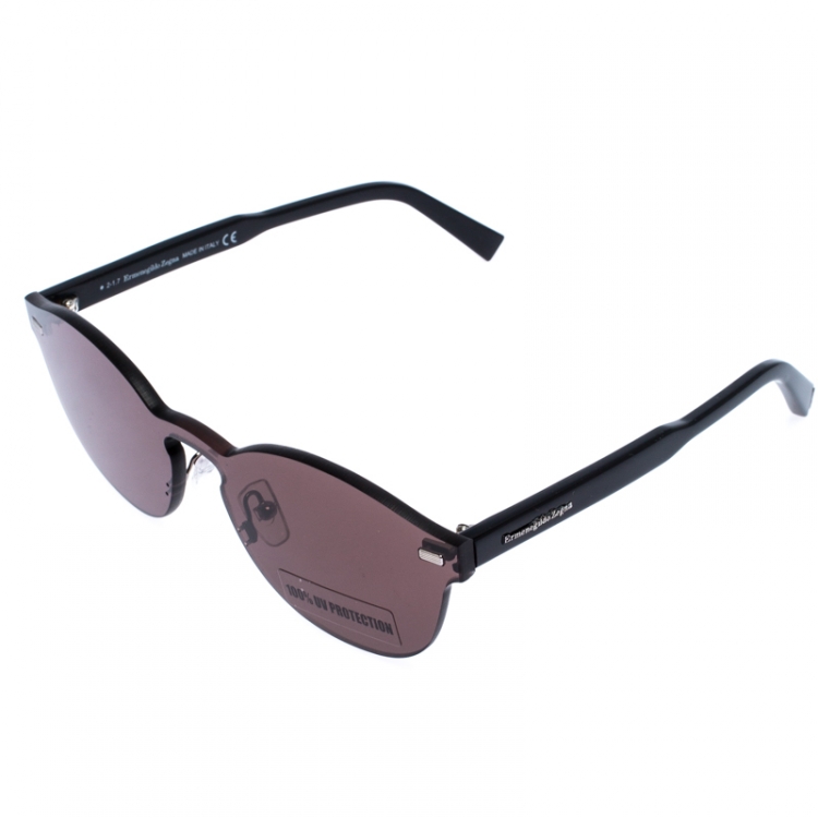 Pre Owned Ermenegildo Zegna Dark Brown EZ0024 Mirror Sunglasses