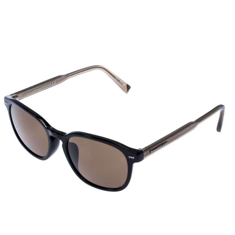 Pre Owned Ermenegildo Zegna Black EZ 0005-F Polarized Wayfarer Sunglasses