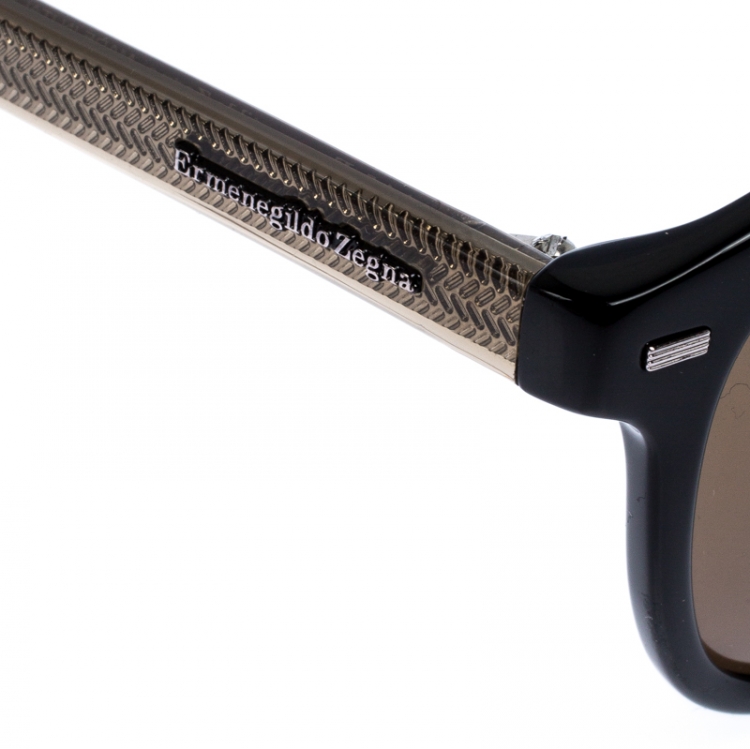 Pre Owned Ermenegildo Zegna Black EZ 0005-F Polarized Wayfarer Sunglasses