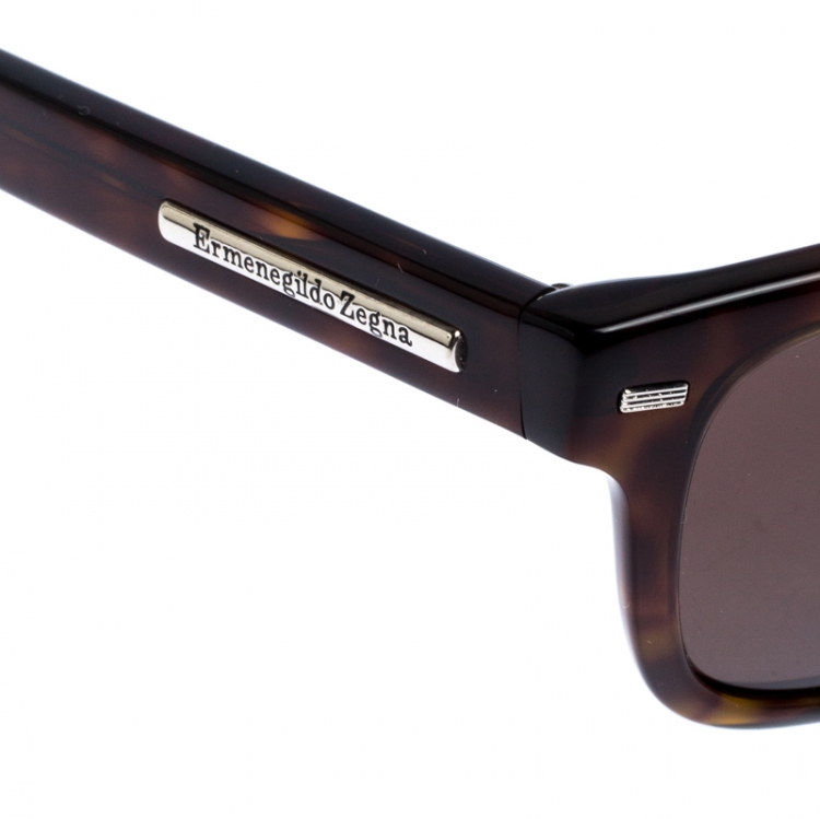 Pre Owned Ermenegildo Zegna Brown EZ 000152J Tortoise Shell Square Sunglasses