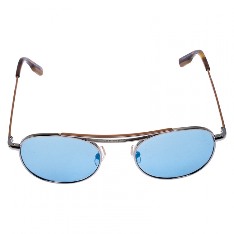 Pre Owned Ermenegildo Zegna Ruthenium/ Grey Barbenini EZ 0104 Round Sunglasses
