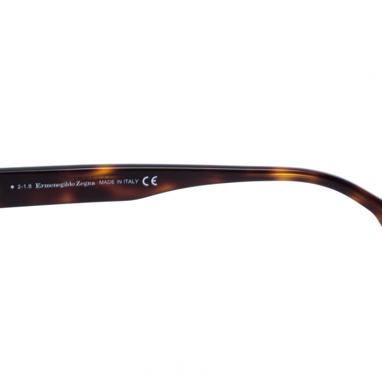 Pre Owned Ermenegildo Zegna Dark Havana/Smoke Grey EZ0101 Square Sunglasses