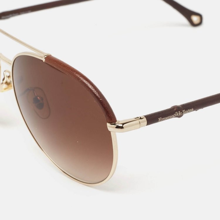 مملوكة مسبقًا Ermenegildo Zegna Brown Gradient SZ3247 Aviator Sunglasses