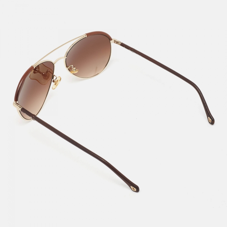 مملوكة مسبقًا Ermenegildo Zegna Brown Gradient SZ3247 Aviator Sunglasses