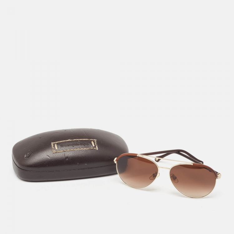 مملوكة مسبقًا Ermenegildo Zegna Brown Gradient SZ3247 Aviator Sunglasses