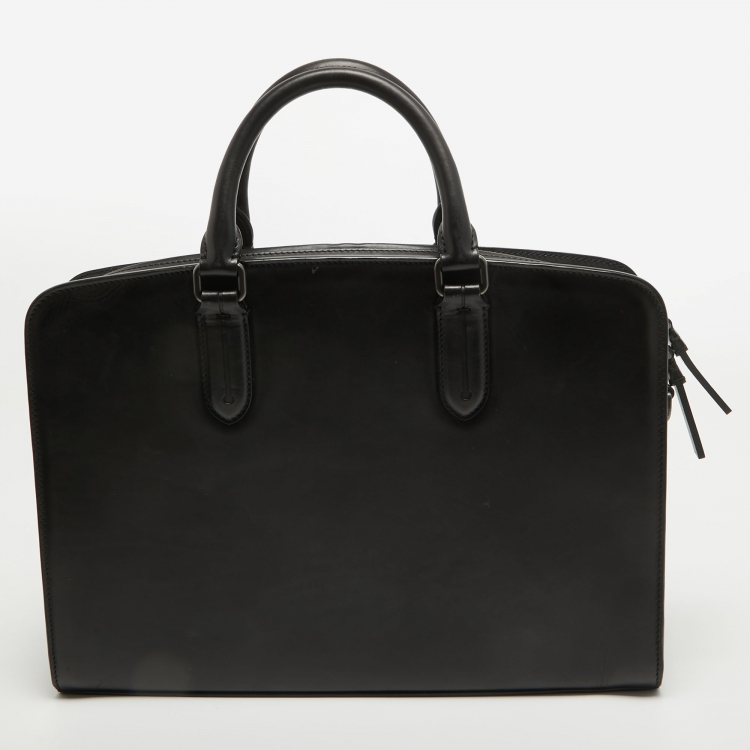 Pre Owned Ermenegildo Zegna Black Leather Briefcase Bag