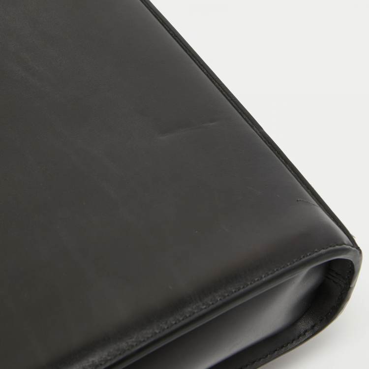 Pre Owned Ermenegildo Zegna Black Leather Briefcase Bag
