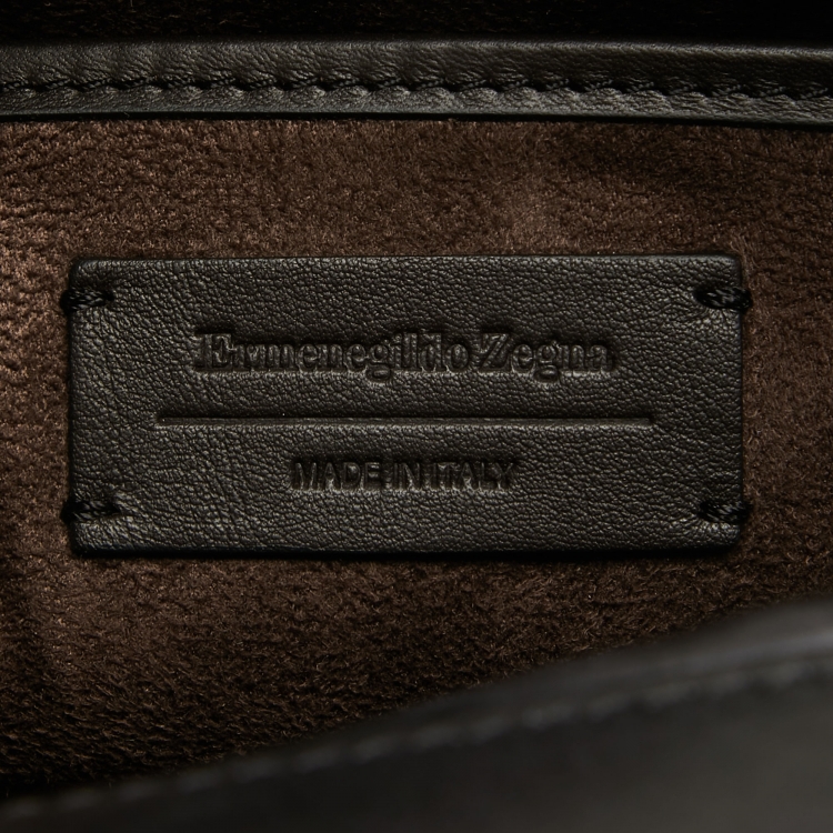 Pre Owned Ermenegildo Zegna Black Leather Briefcase Bag