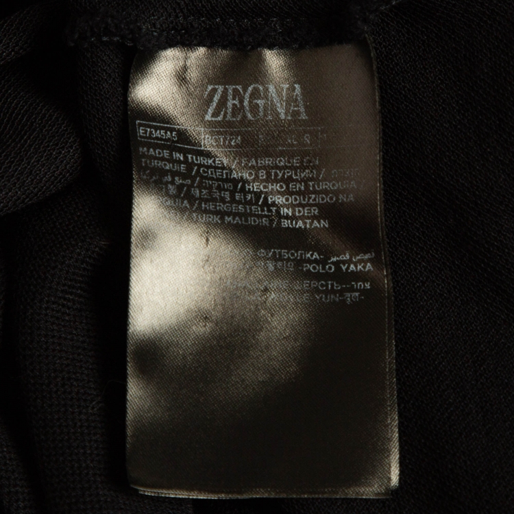Pre Owned Ermenegildo Zegna Black Pique Jersey Polo T-Shirt XL