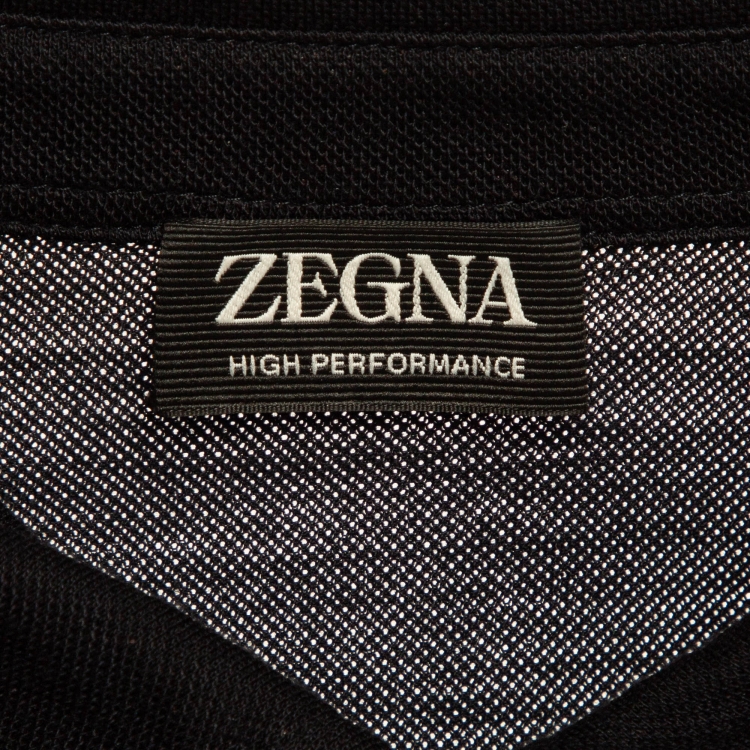 Pre Owned Ermenegildo Zegna Black Pique Jersey Polo T-Shirt XL