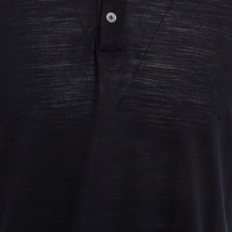 Pre Owned Ermenegildo Zegna Black Pique Jersey Polo T-Shirt XL