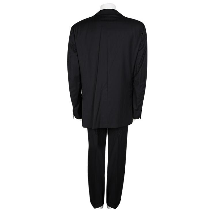 Pre Owned Ermenegildo Zegna Su Misura Black Wool Traveller Micronsphere Suit 5XL