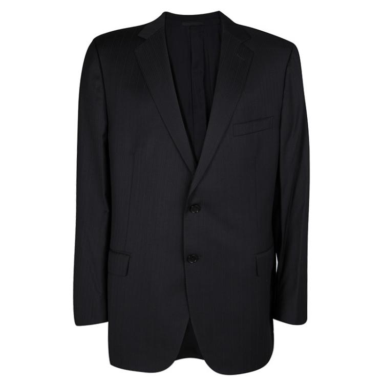 Pre Owned Ermenegildo Zegna Su Misura Black Wool Traveller Micronsphere Suit 5XL