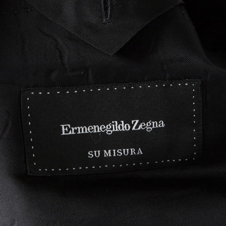 Pre Owned Ermenegildo Zegna Su Misura Black Wool Traveller Micronsphere Suit 5XL