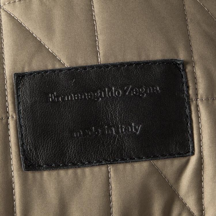 Pre Owned Ermenegildo Zegna Dark Brown Quilted Lambskin Leather Jacket 5XL                                                                                                                                                 