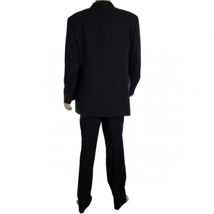 Pre Owned Ermenegildo Zegna Black Pinstripe Suit EU58