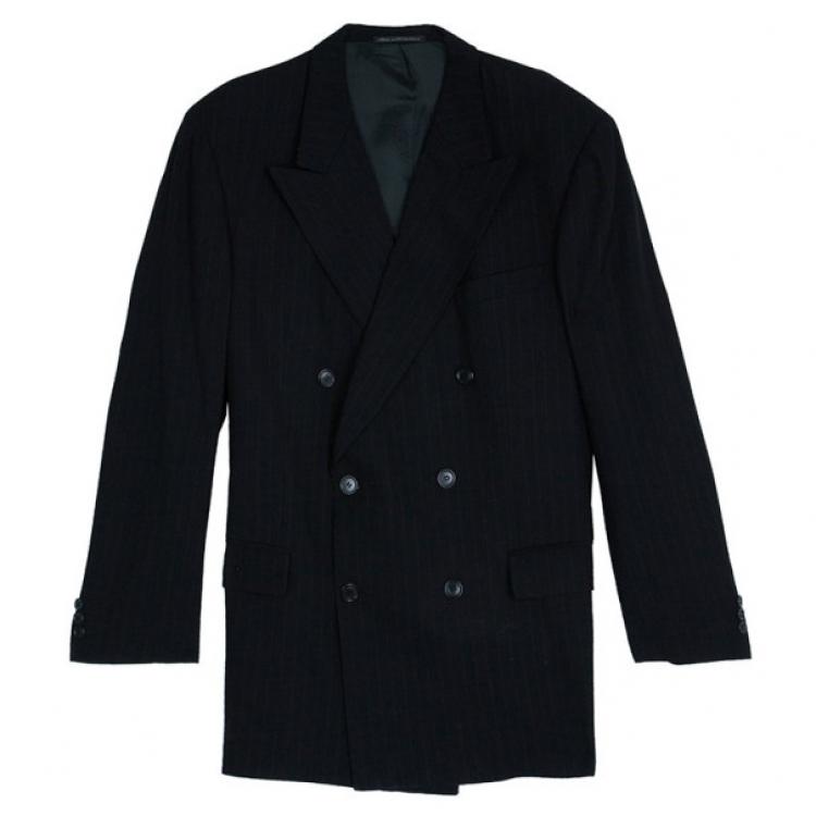 Pre Owned Ermenegildo Zegna Black Pinstripe Suit EU58