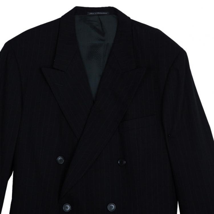 Pre Owned Ermenegildo Zegna Black Pinstripe Suit EU58