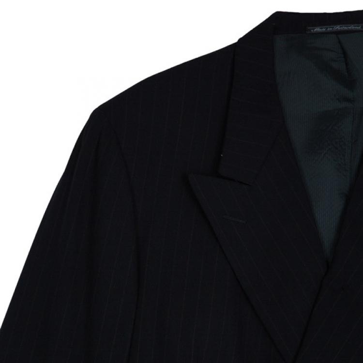 Pre Owned Ermenegildo Zegna Black Pinstripe Suit EU58