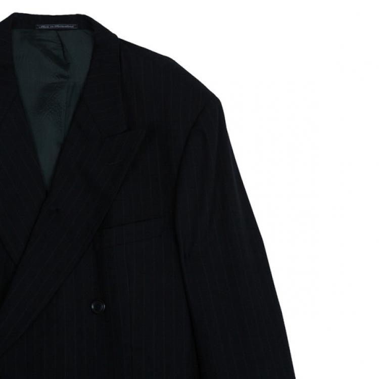 Pre Owned Ermenegildo Zegna Black Pinstripe Suit EU58