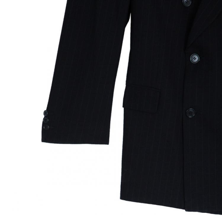 Pre Owned Ermenegildo Zegna Black Pinstripe Suit EU58