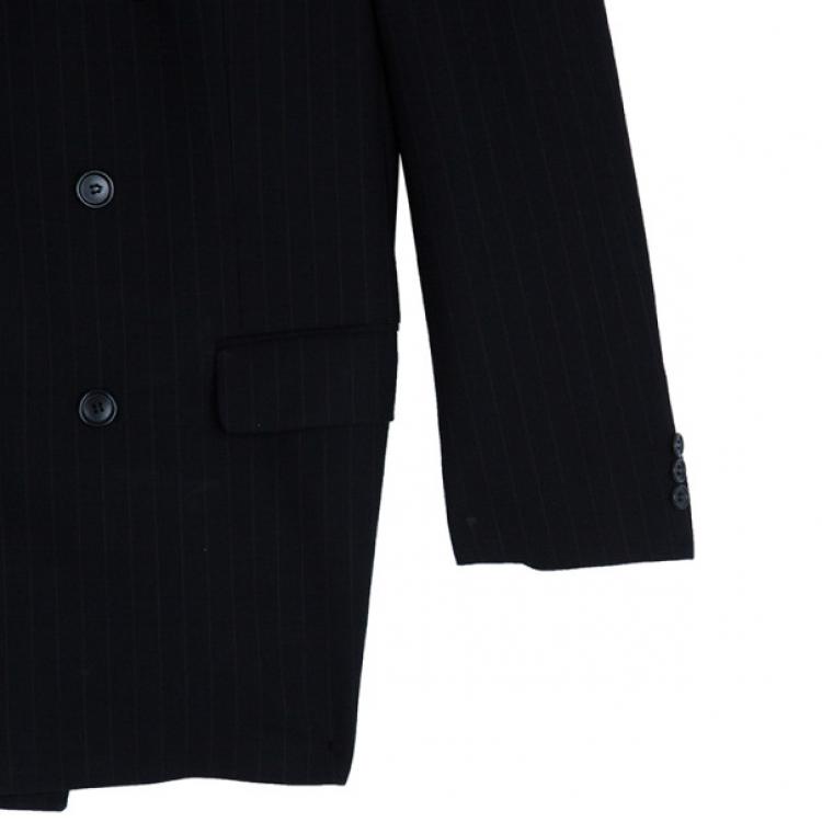 Pre Owned Ermenegildo Zegna Black Pinstripe Suit EU58