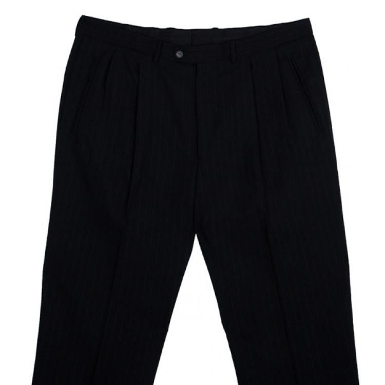 Pre Owned Ermenegildo Zegna Black Pinstripe Suit EU58