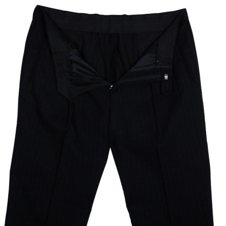 Pre Owned Ermenegildo Zegna Black Pinstripe Suit EU58