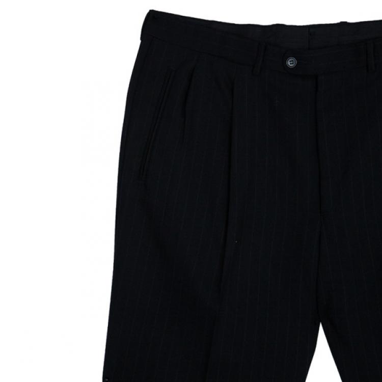 Pre Owned Ermenegildo Zegna Black Pinstripe Suit EU58