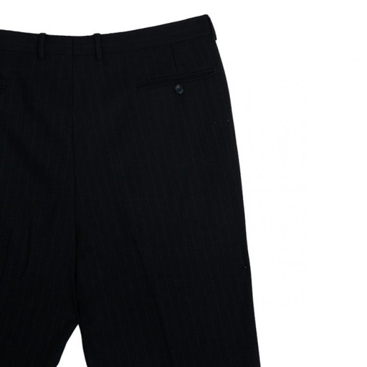 Pre Owned Ermenegildo Zegna Black Pinstripe Suit EU58