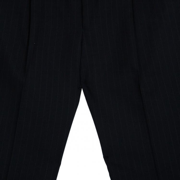 Pre Owned Ermenegildo Zegna Black Pinstripe Suit EU58