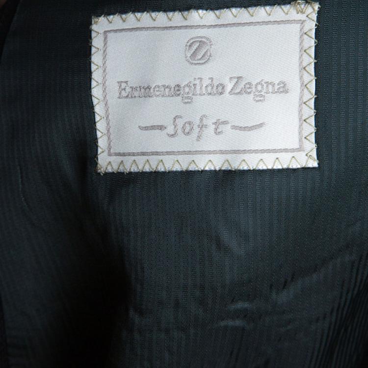 Pre Owned Ermenegildo Zegna Black Pinstripe Suit EU58