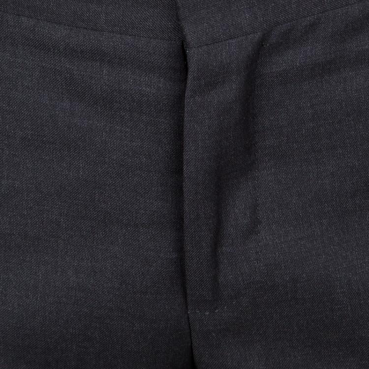 Pre Owned Z Zegna Dark Grey Wool Narrow Fit Tailored Trousers M