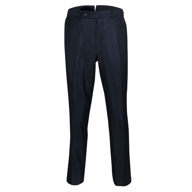 Pre Owned Ermenegildo Zegna Couture Navy Blue Wool and Silk Regular Fit Tailored Suit L