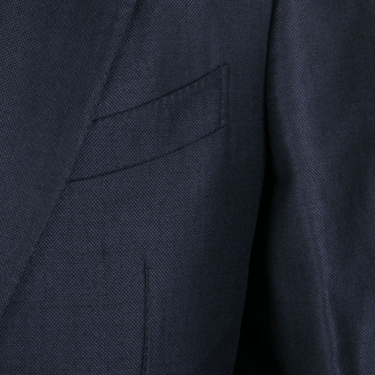 Pre Owned Ermenegildo Zegna Couture Navy Blue Wool and Silk Regular Fit Tailored Suit L