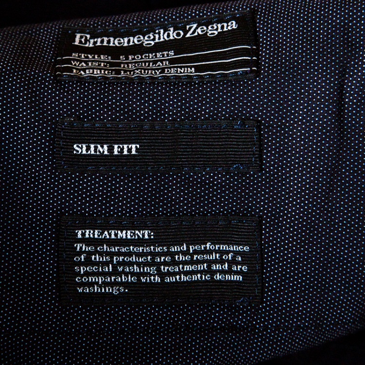 Pre Owned Ermenegildo Zegna Navy Blue Luxury Denim Slim Fit Jeans L