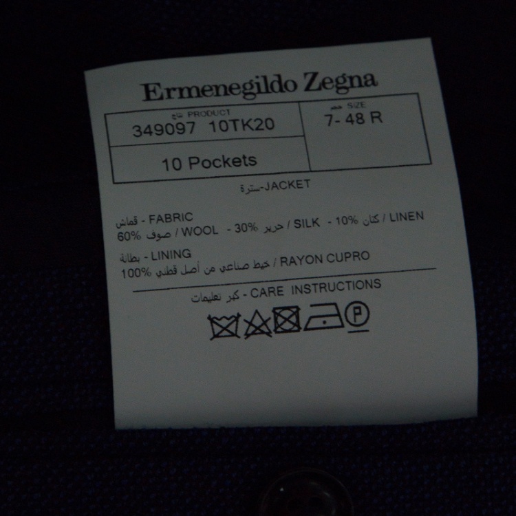 Pre Owned Ermenegildo Zegna Navy Blue Wool Silk Linen Blend 10 Pockets Blazer M