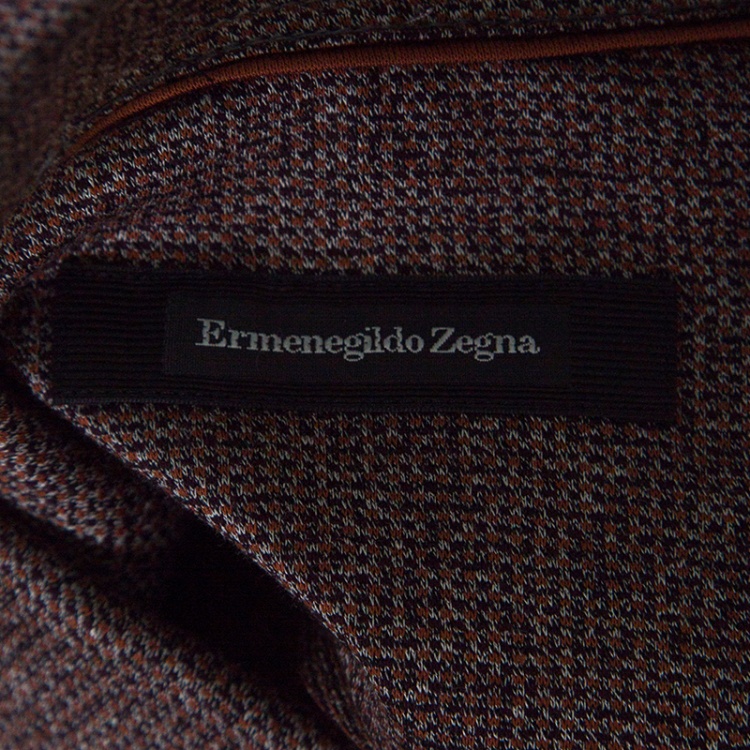 Pre Owned Ermenegildo Zegna Brown Marled Cotton Polo T-Shirt M